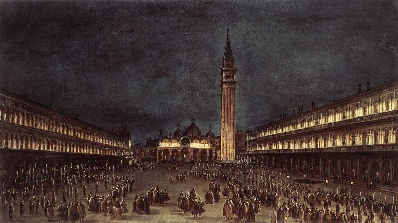 GUARDI, Francesco Nighttime Procession in Piazza San Marco fdh Germany oil painting art